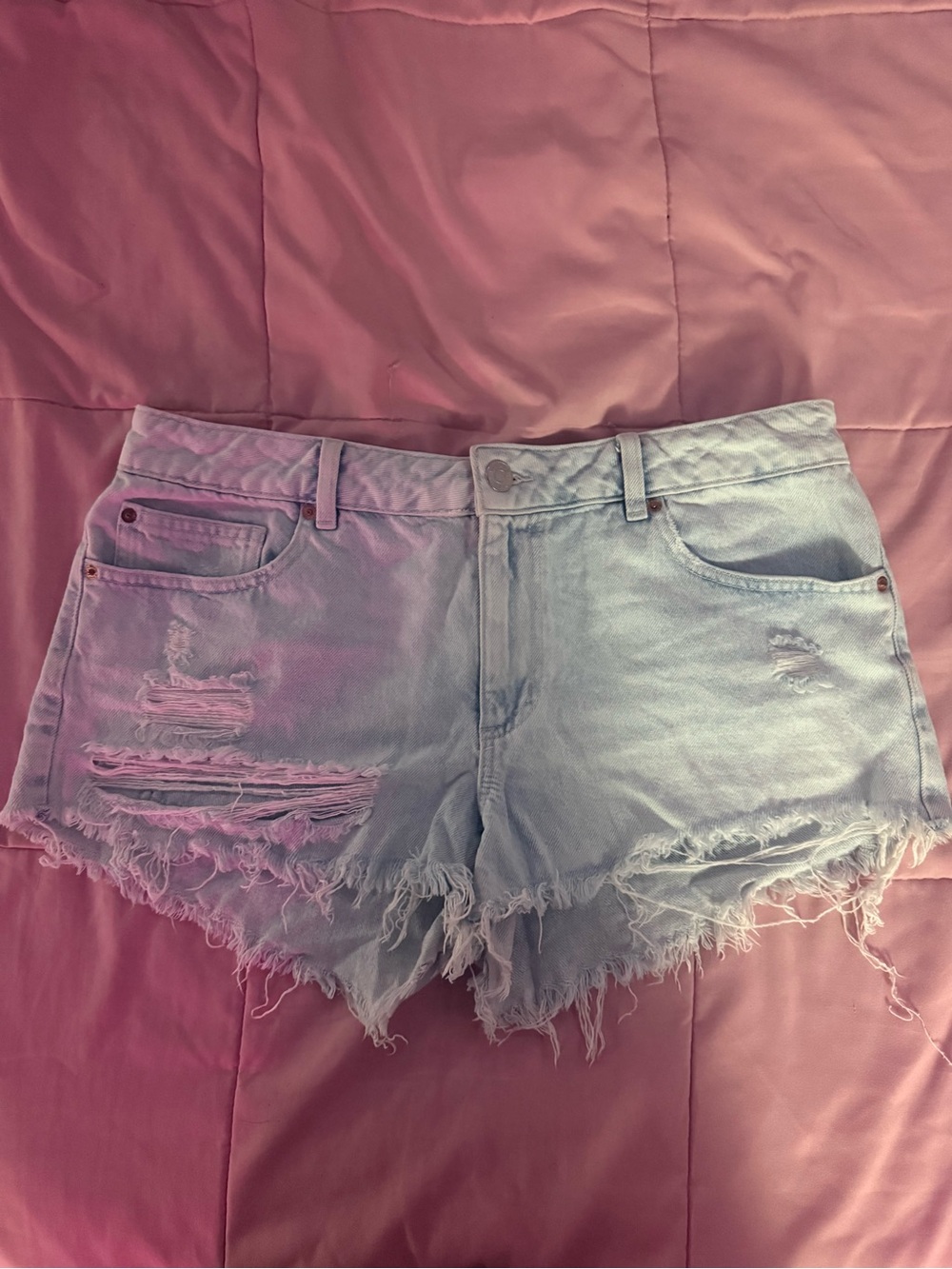 Garage Light Blue Distressed Denim Cutoff Shorts